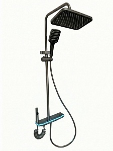 Душевая стойка Creto Волна 4 режима, оружейная сталь матовая, CRE-DS-007