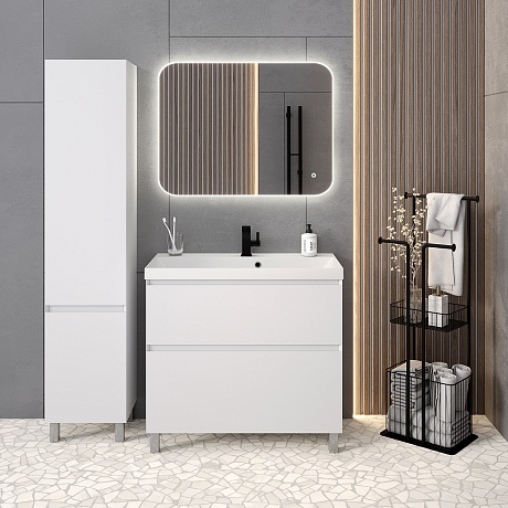 Тумба с раковиной Creto Astoria 90 см белая глянцевая, 15-2090W рис 8