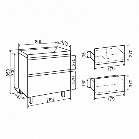 Тумба под раковину Creto Astoria 80 см белая глянцевая, 15-2080W рис 9