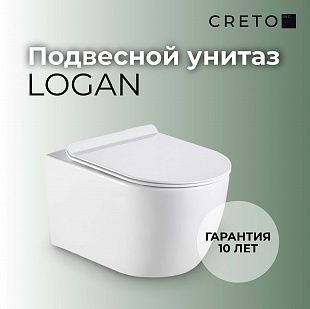 Унитаз подвесной безободковый Creto Logan L1 белый - (крышка в комплекте) 1001-001-L1W